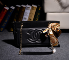 2014 Chanel A66345 sheepskin leahter portable shoulder bag in Black A66345