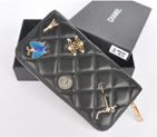 2014 Chanel Zip Around Wallet Sheepskin Leather C8809 Black C8809