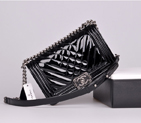 2014 Le Boy Chanel A90191 Black Flap Shoulder Bag in Original Patent Leather A90191