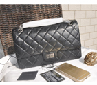 2015 Chanel A30226 Black Original Leather Flap Bag Antique Silver A30226