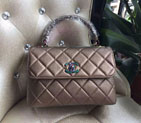 2016 Chanel Classic Top Handle Bag Original Deer Leather A92236 Gold with Magic color buckle A92236