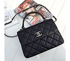 2016 Chanel Classic Top Handle Bag Sheepskin Leather A92236 Black with Silver A92236