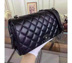 2016 Chanel Flap Shoulder Bag Black Original leather A93017 Silver A93017