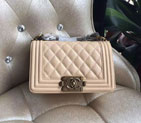 2016 Le Boy Chanel Flap Shoulder Bag Original Caviar Leather A67085 Apricot Bronze hardware A67085