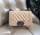 2016 Le Boy Chanel Flap Shoulder Bag Original Caviar Leather A67085 Apricot Silver A67085
