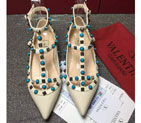 2016 New Valentino women Flat shoes in Litchi stripes leather VN0259