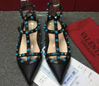 2016 New Valentino women Flat shoes in Litchi stripes leather VN0260