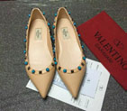 2016 New Valentino women Flat shoes in Litchi stripes leather VN0258