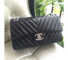 2017 Chanel Classic Flap Bag Black Original Leather A6700 Silver hardware A6700