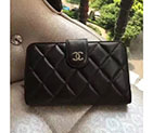 2017 Chanel Matelasse Bi-Fold Wallet Black Original Sheepskin A48667 Silver A48667