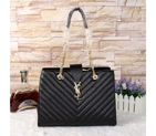 Saint Laurent Large Cabas Caviar Leather Bag Y3009 Black Y3009