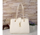Saint Laurent Large Cabas Caviar Leather Bag Y3009 White Y3009