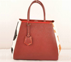 Fendi 2Jours Saffiiano Leather Horsehair Tote Bag F2552L Red&Black F2552L