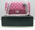 Chanel lambskin leather Plum Flap bag with Silver chain A1122PG