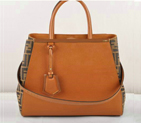 Fendi 2Jours Saffiiano Leather Fabric Tote Bag F2552M Tan F2552M