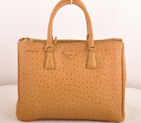 Prada Medium Ostrich Leather Tote Bag Apricot 16625M
